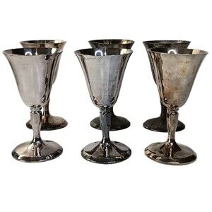 Goblets Silverplate Vintage Plator Spain Set of Six Original Box